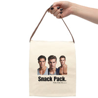 The lunch bag is displayed as if held by a person, with only the hand and arm visible.


