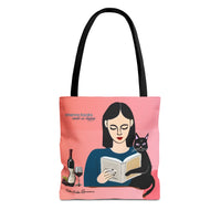Romance, Wine & A Side of Meow Cat Lover Tote for Romance Readers (Free U.S. Shipping)