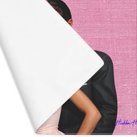 The placemat is folded over at the left corner to show the white cotton backing.