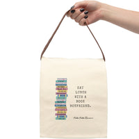 The lunch bag is displayed as if held by a person, with only the hand and arm visible.

