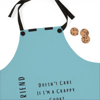 A close-up of the apron showing the straps.