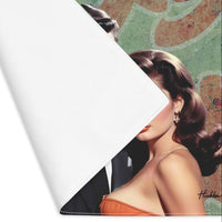 The placemat is folded over at the left corner to show the white cotton backing.