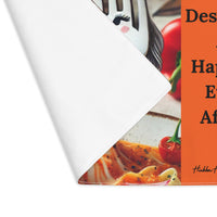 The placemat is folded over at the left corner to show the white cotton backing.

