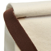 Close-up of the bag closure involving a rollover of the top edge secured by Velcro.