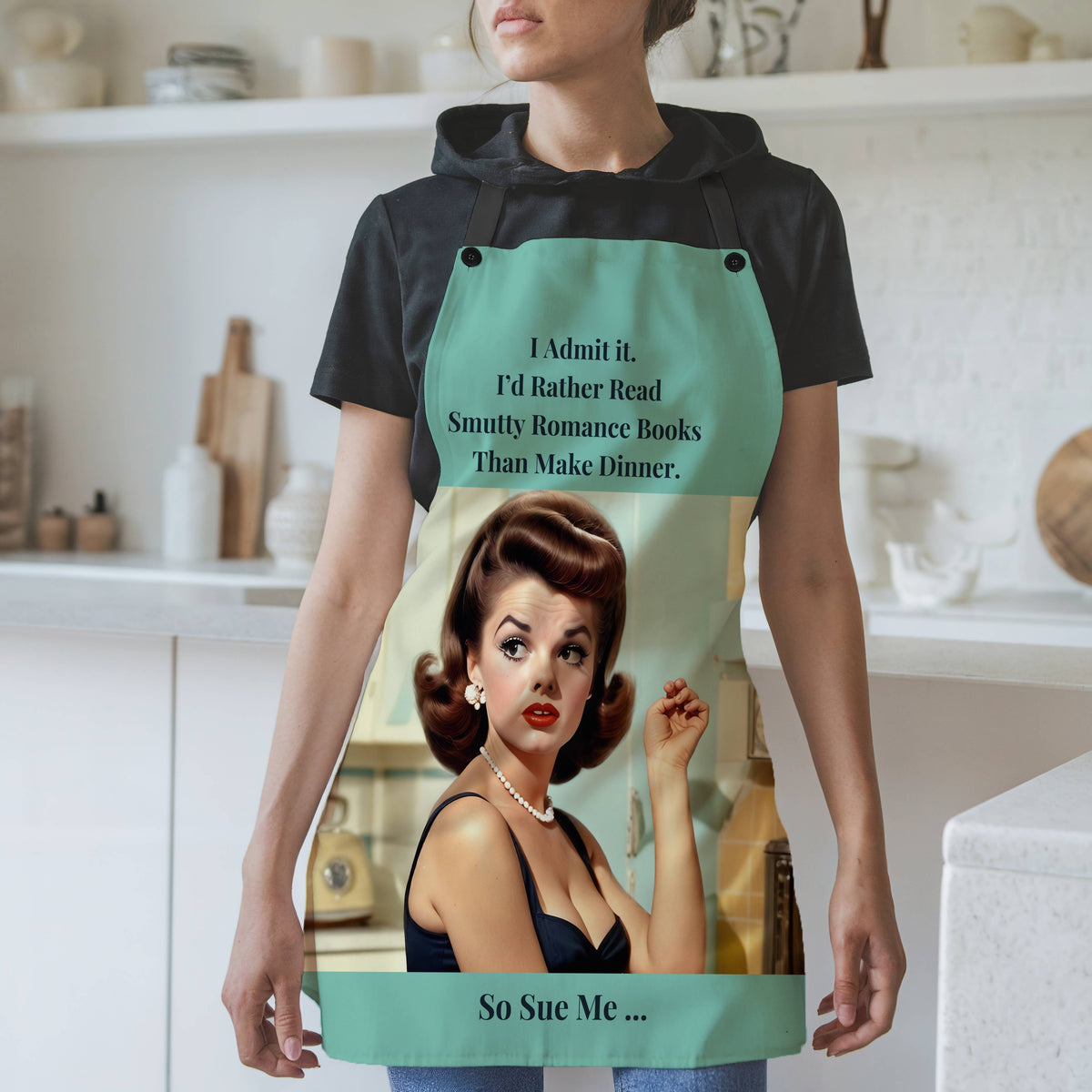 Dinner? I Was Busy With My Book Boyfriend – Snarky Romance Reader Apron(Free U.S. Shipping)