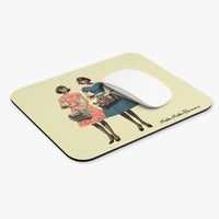 The mousepad is displayed with a computer mouse on it for reference.
