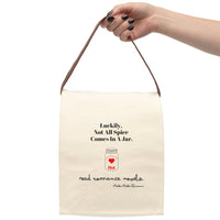The lunch bag is displayed as if held by a person, with only the hand and arm visible.

