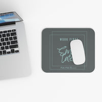 Picture showing mouse pad in relationship to keyboard for sizing reference.


