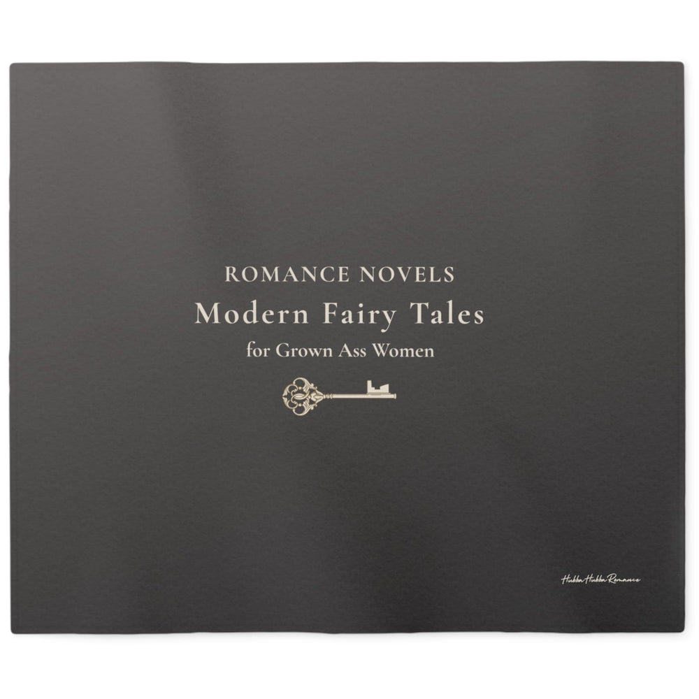 Gray sweatshirt blanket with the text: Romance Novels Modern Fairy Tales for Grown Ass Women