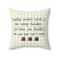 Chocolates and Romance -Cozy Square Pillow for Romance Readers | Free U.S. Shipping