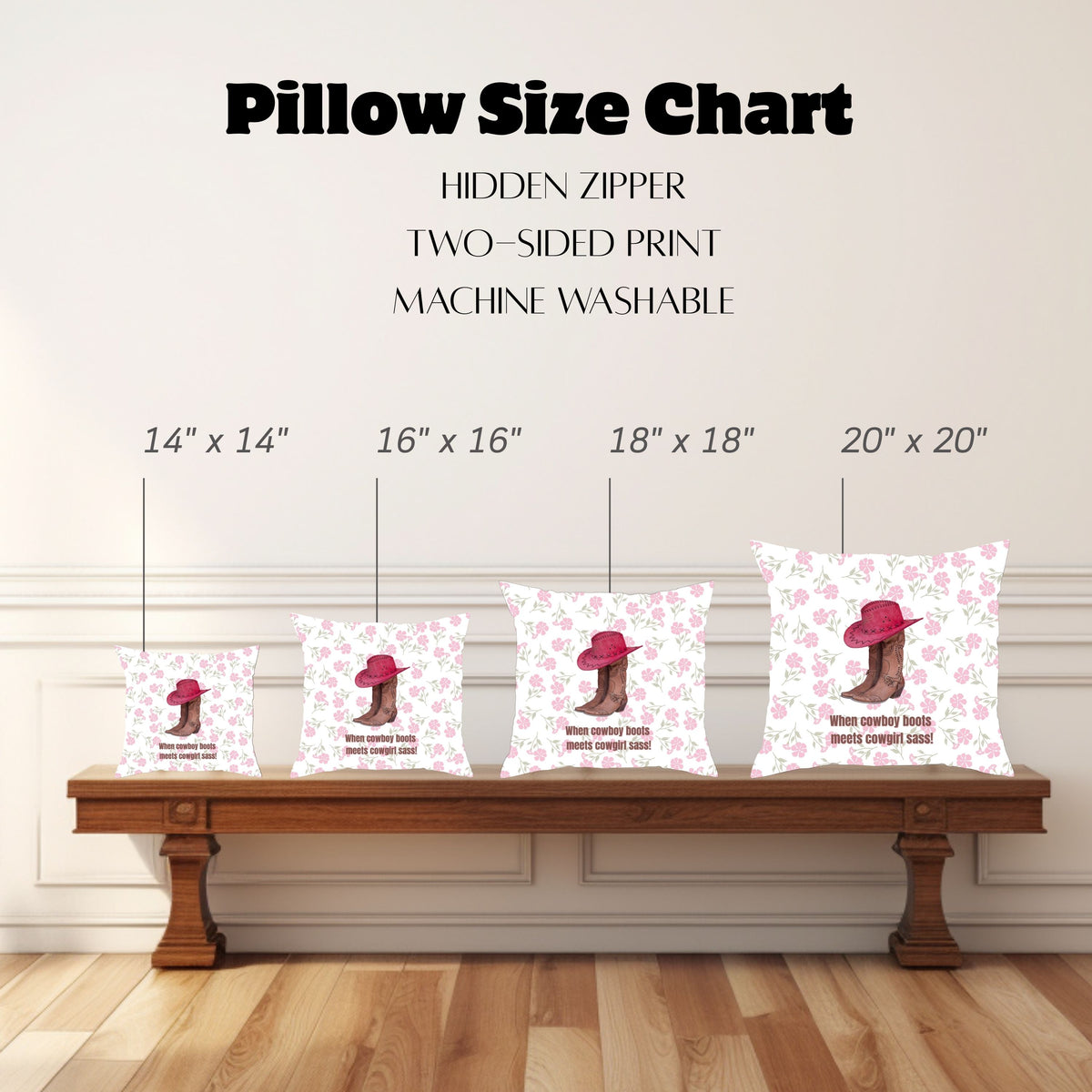 Cowgirl Sass Meets Cowgirl Chic - Cheeky Square Pillow (Free U.S. Shipping)