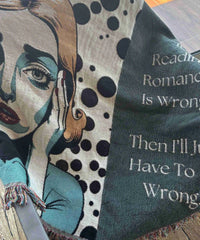 Romance Rebel. Zero Regrets. – Woven Blanket for Book Lovers | Free U.S. Shipping