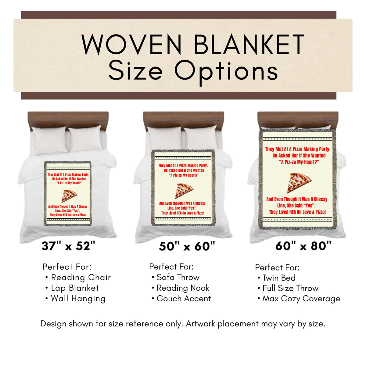 Pizza Love - Woven Cotton Fringe Blanket | Free U.S. Shipping