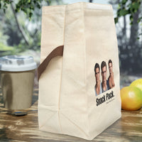 The lunch bag is displayed open to give a better idea as to size and capacity.
